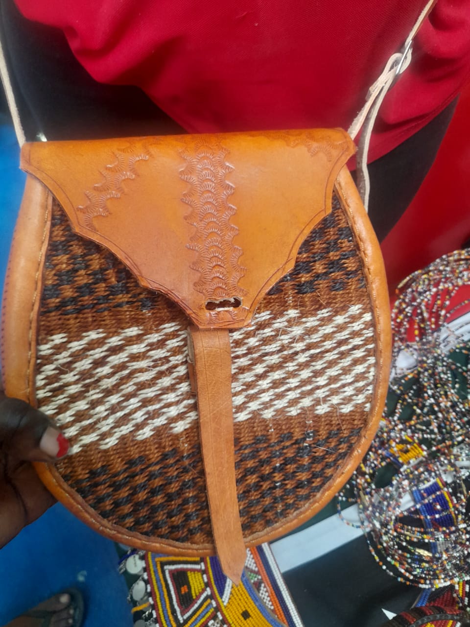 Hand crafted Sisal/leather bag